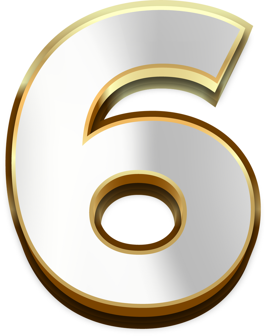 3D Elegant White Alphabet Number 6